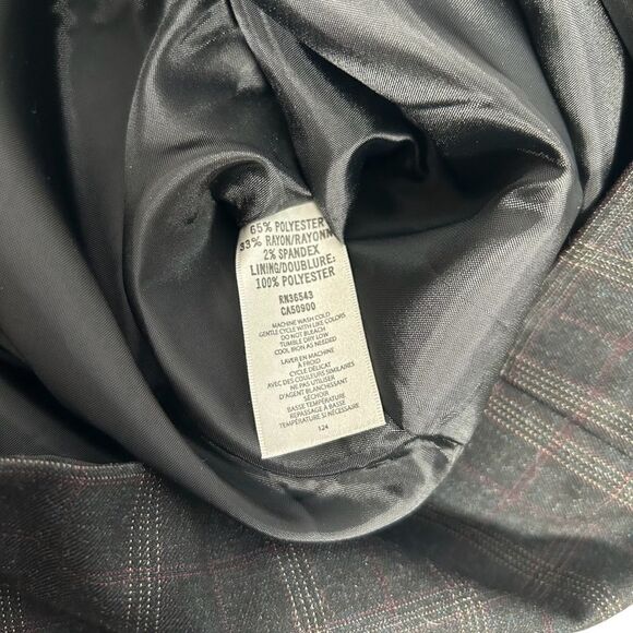 Van Heusen Studio Stretch Extensible Dark Gray Plaid Belted Pencil Skirt Mini - Picture 4 of 6